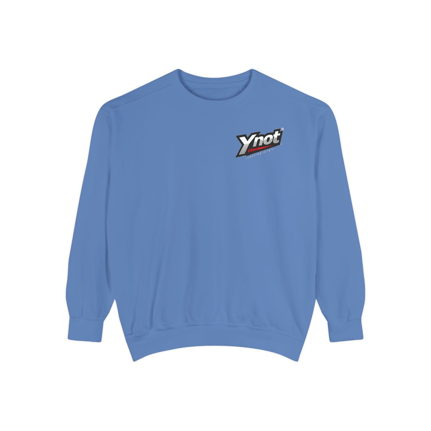 Ynot Retro Logo Sweatshirt — White Garment-Dyed Crewneck