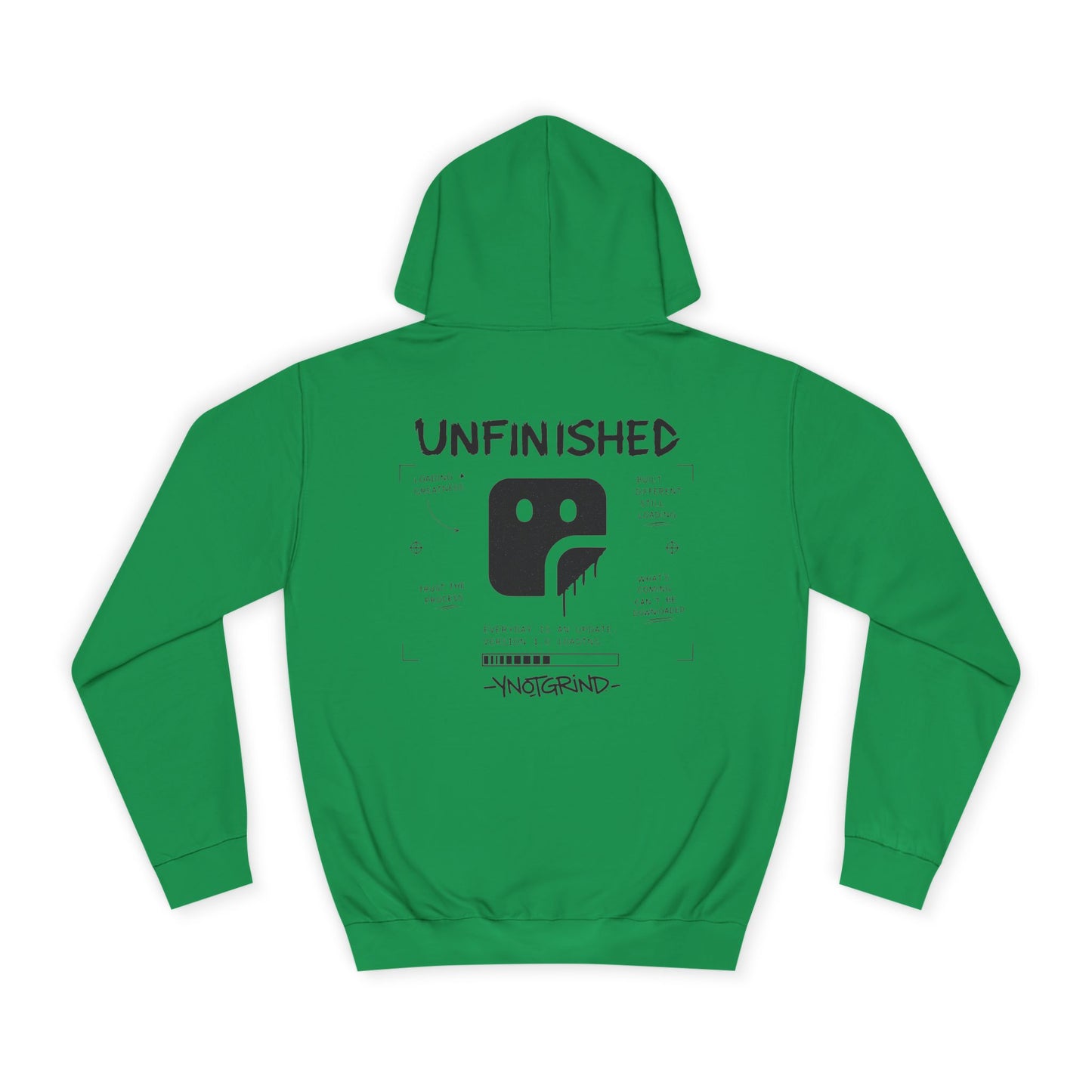 College Hoodie — "UNFINISHED" Graphic Logo Pullover