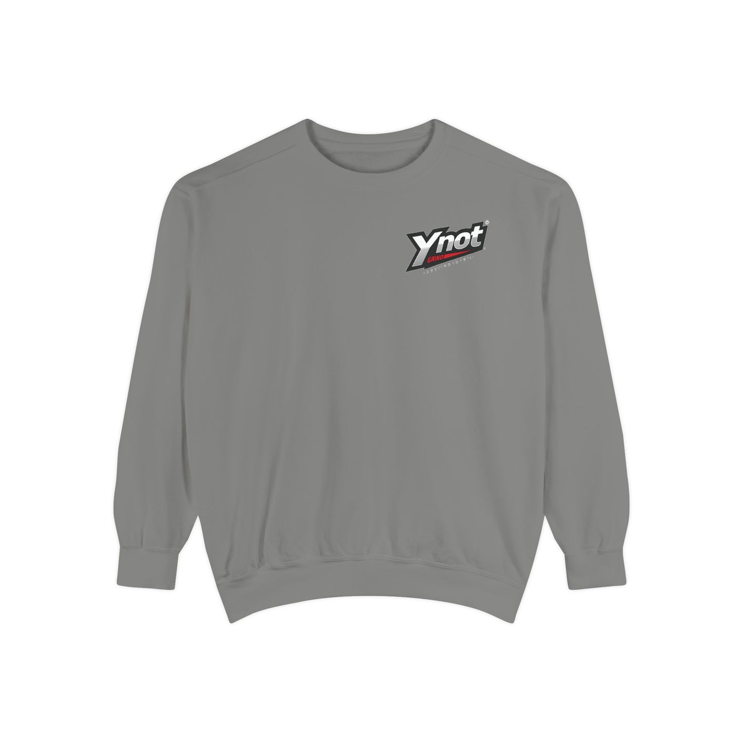 Ynot Retro Logo Sweatshirt — White Garment-Dyed Crewneck