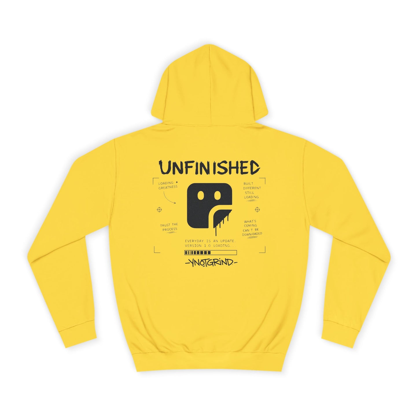 College Hoodie — "UNFINISHED" Graphic Logo Pullover