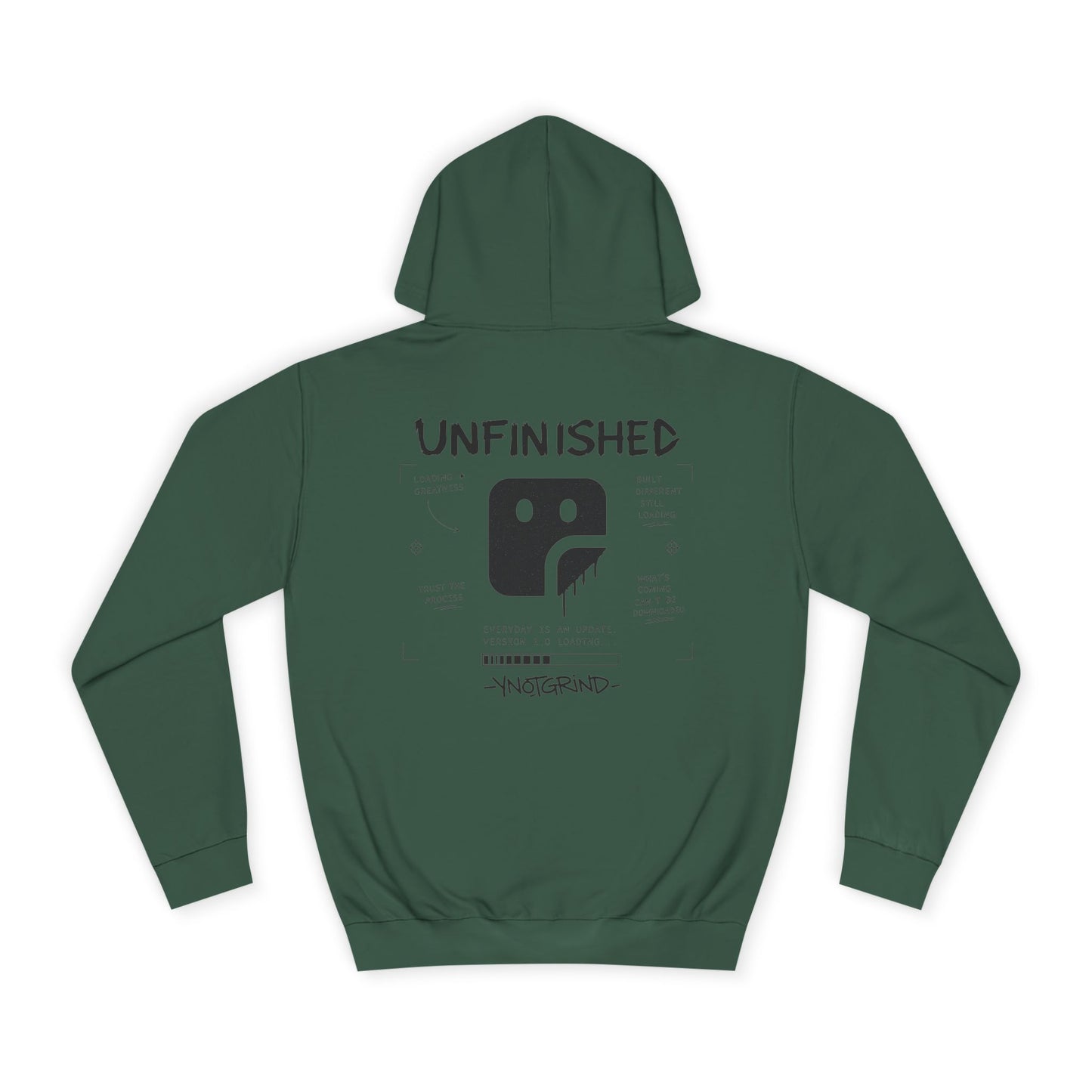 College Hoodie — "UNFINISHED" Graphic Logo Pullover