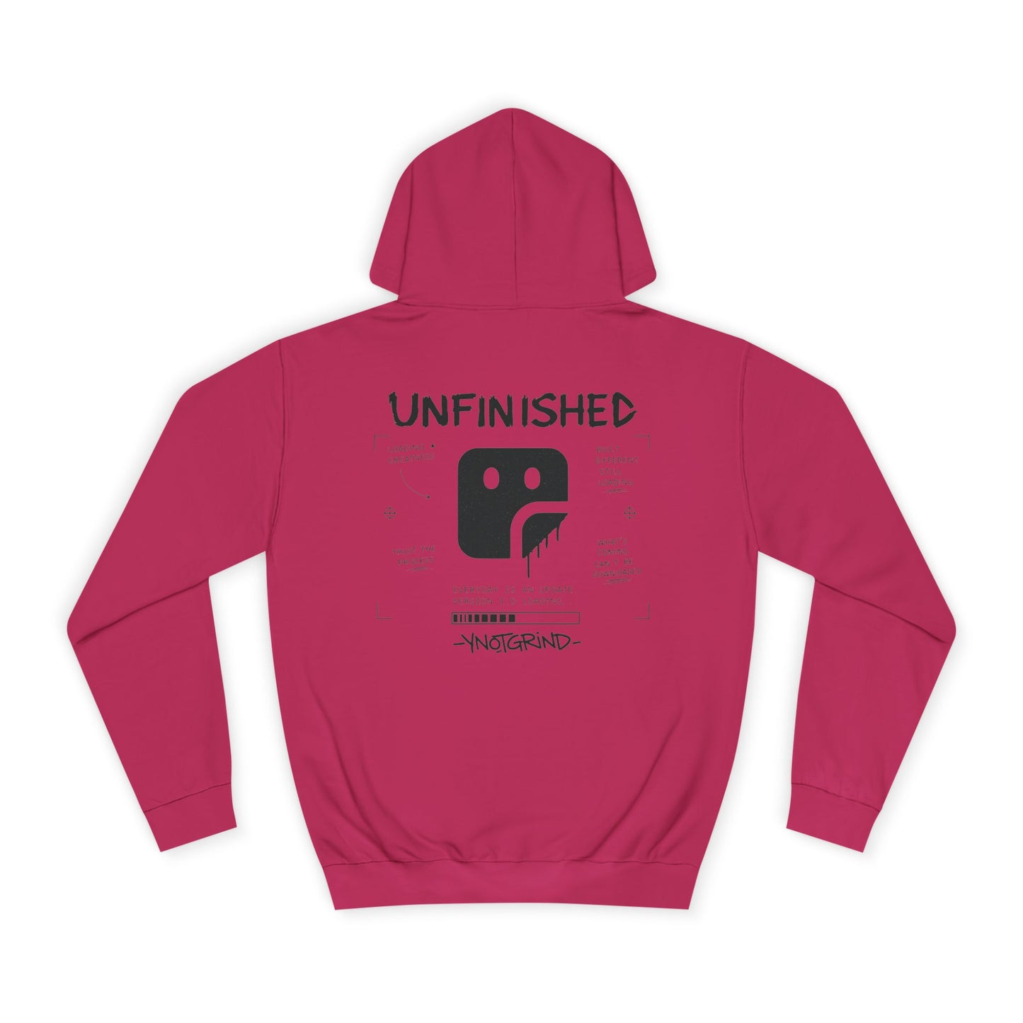 College Hoodie — "UNFINISHED" Graphic Logo Pullover