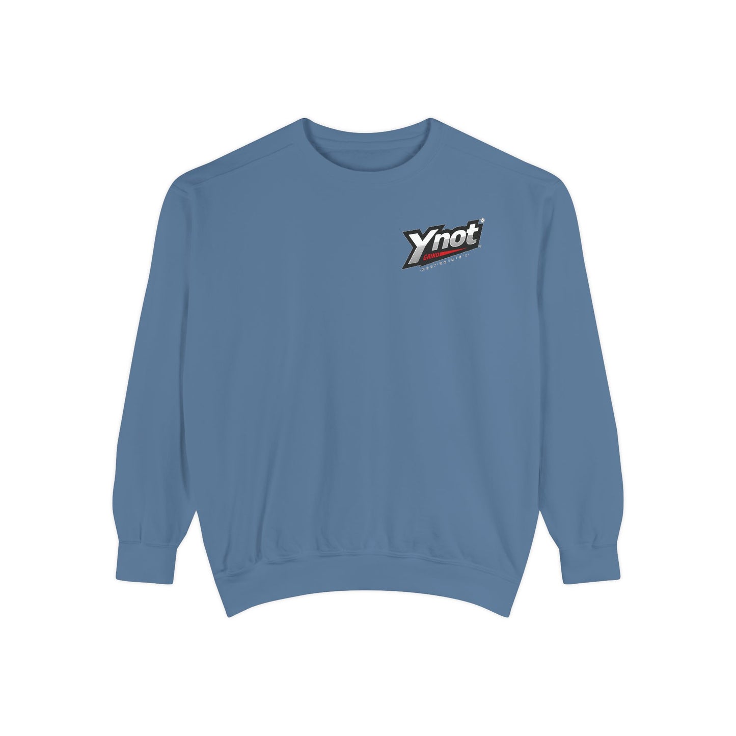 Ynot Retro Logo Sweatshirt — White Garment-Dyed Crewneck