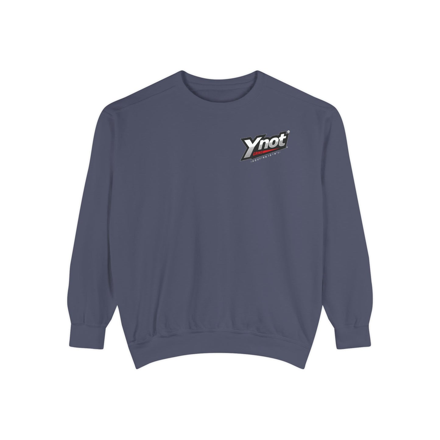 Ynot Retro Logo Sweatshirt — White Garment-Dyed Crewneck