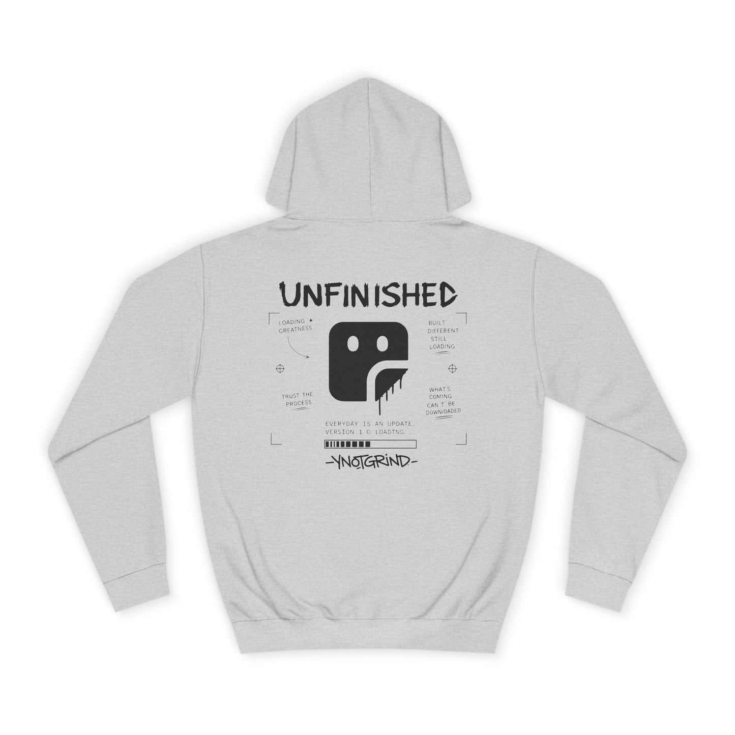 College Hoodie — "UNFINISHED" Graphic Logo Pullover