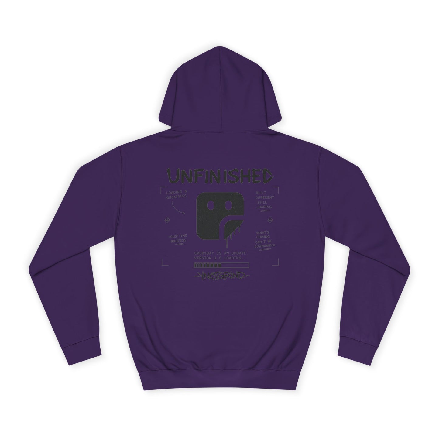 College Hoodie — "UNFINISHED" Graphic Logo Pullover
