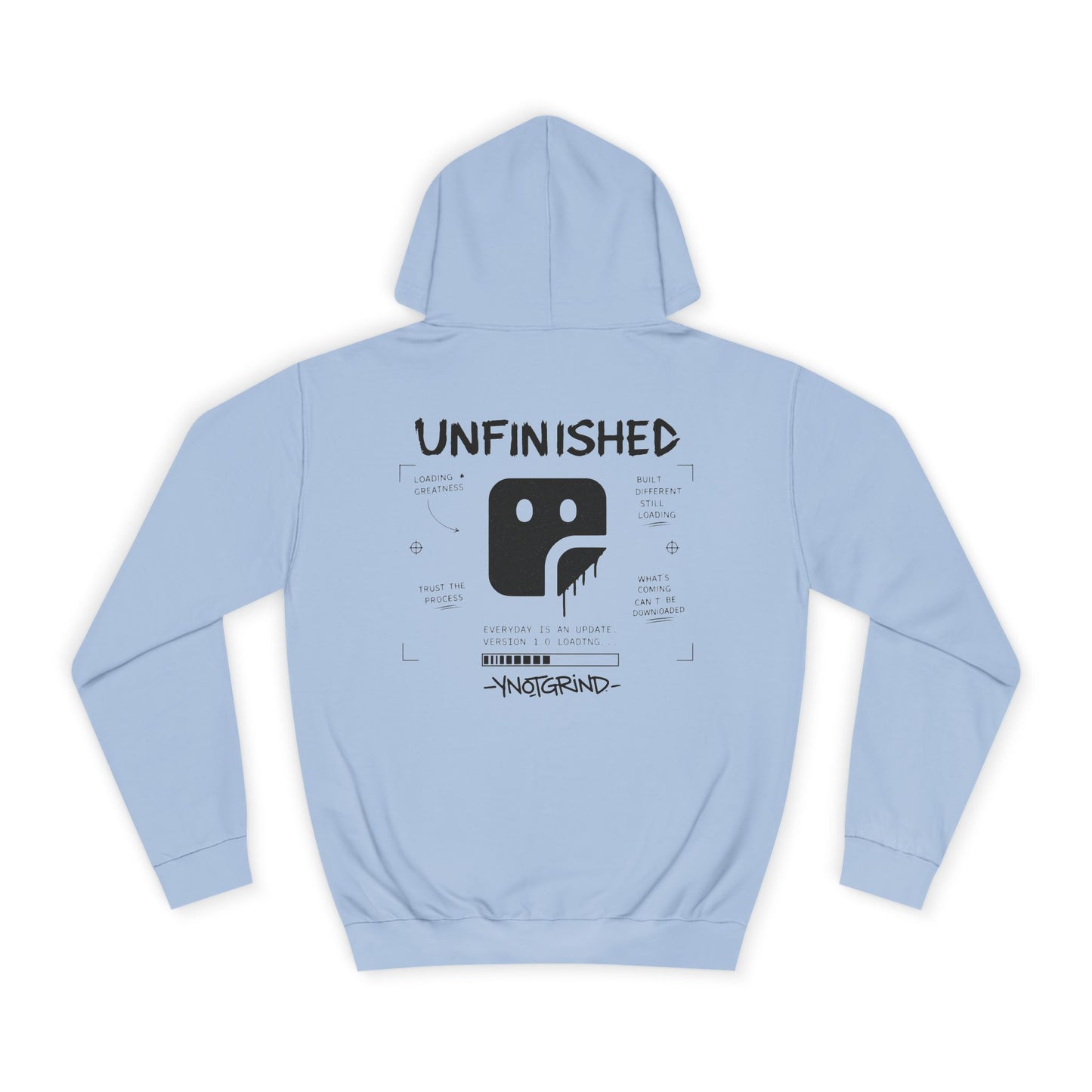 College Hoodie — "UNFINISHED" Graphic Logo Pullover