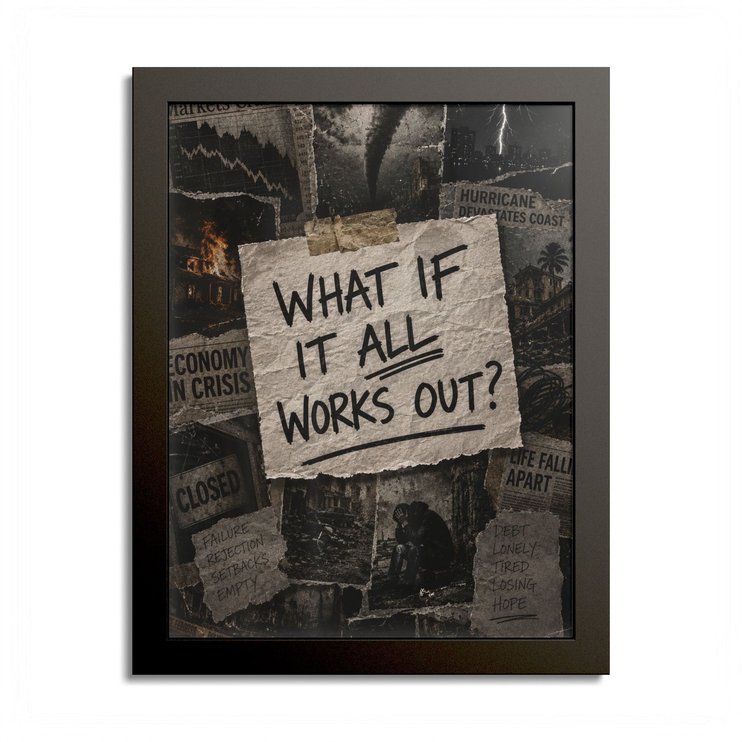 Motivational Wall Poster — “What If It All Works Out?” Framed Art Print