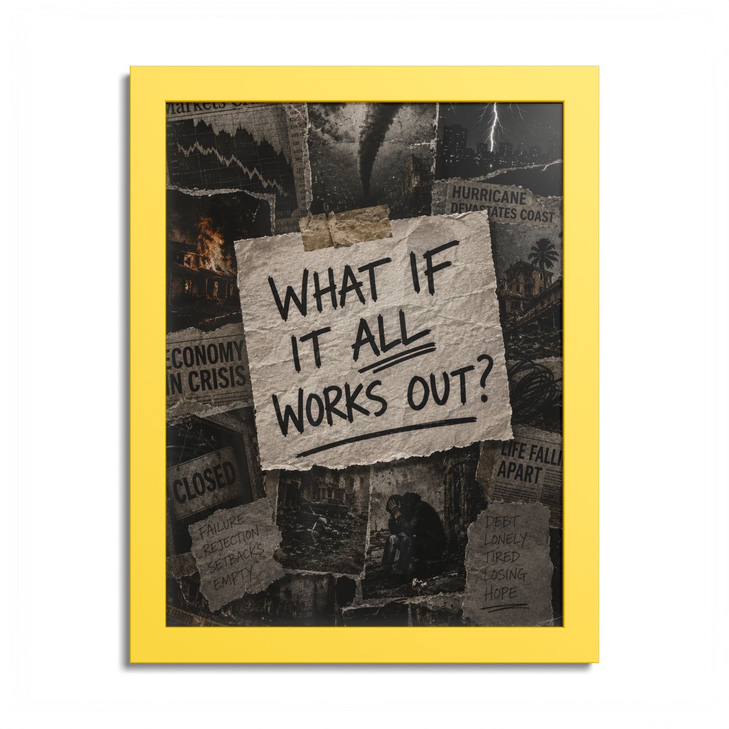 Motivational Wall Poster — “What If It All Works Out?” Framed Art Print