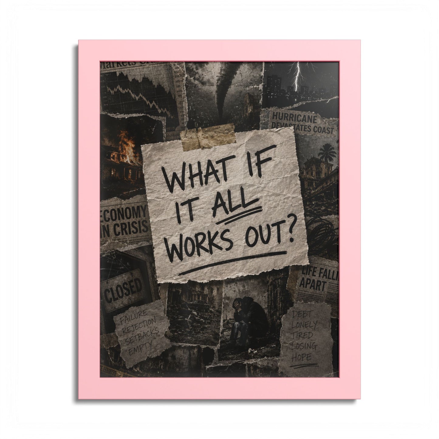 Motivational Wall Poster — “What If It All Works Out?” Framed Art Print