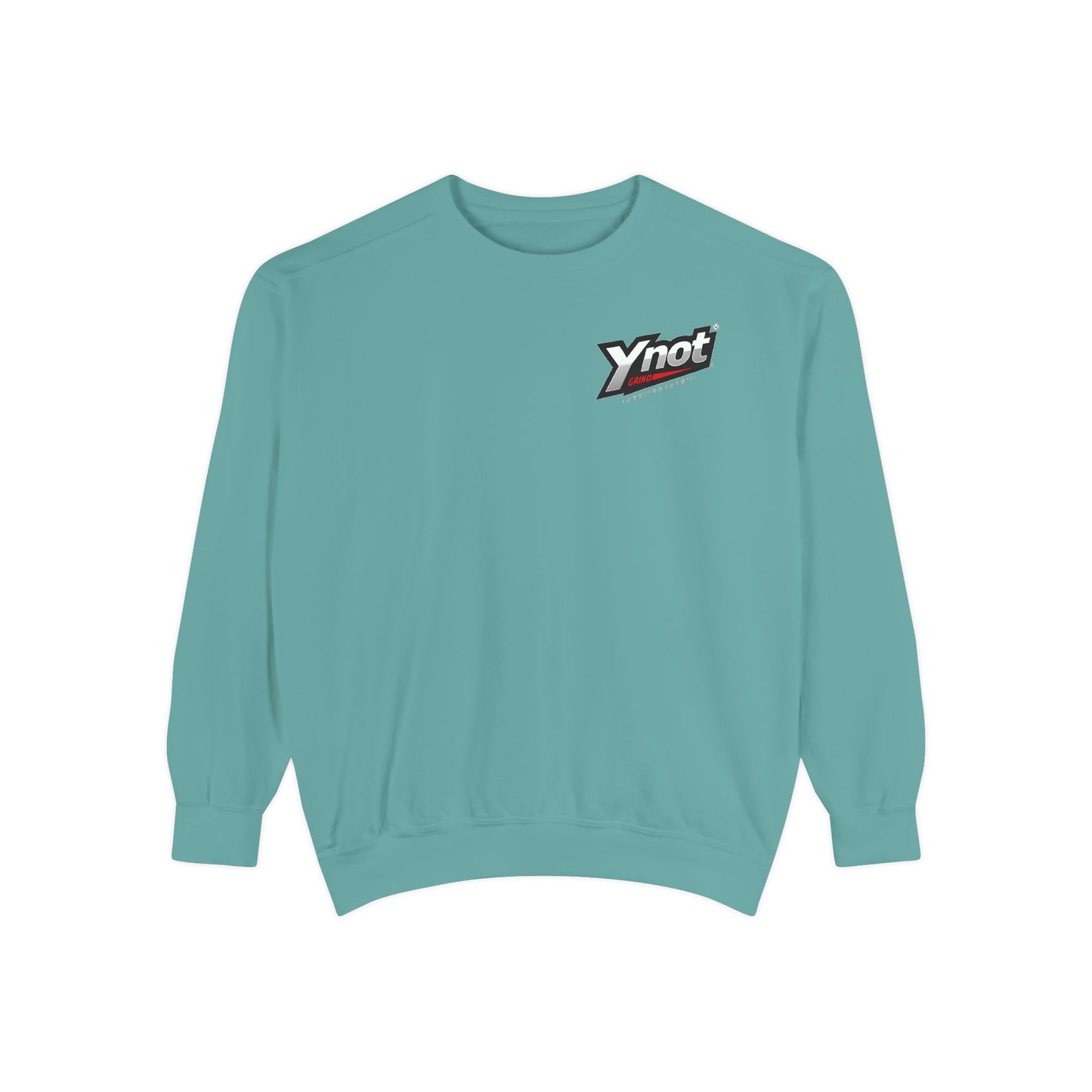 Ynot Retro Logo Sweatshirt — White Garment-Dyed Crewneck