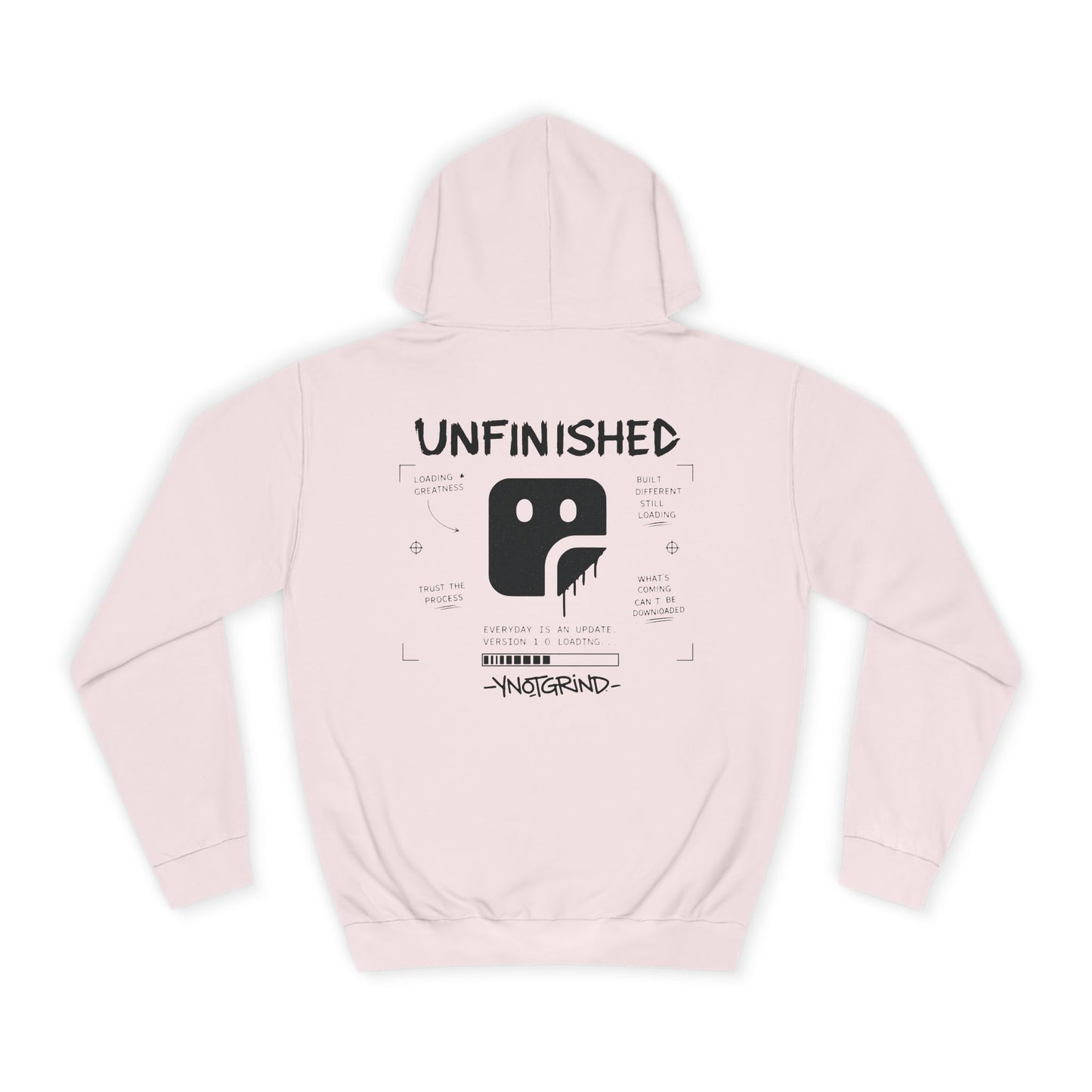 College Hoodie — "UNFINISHED" Graphic Logo Pullover