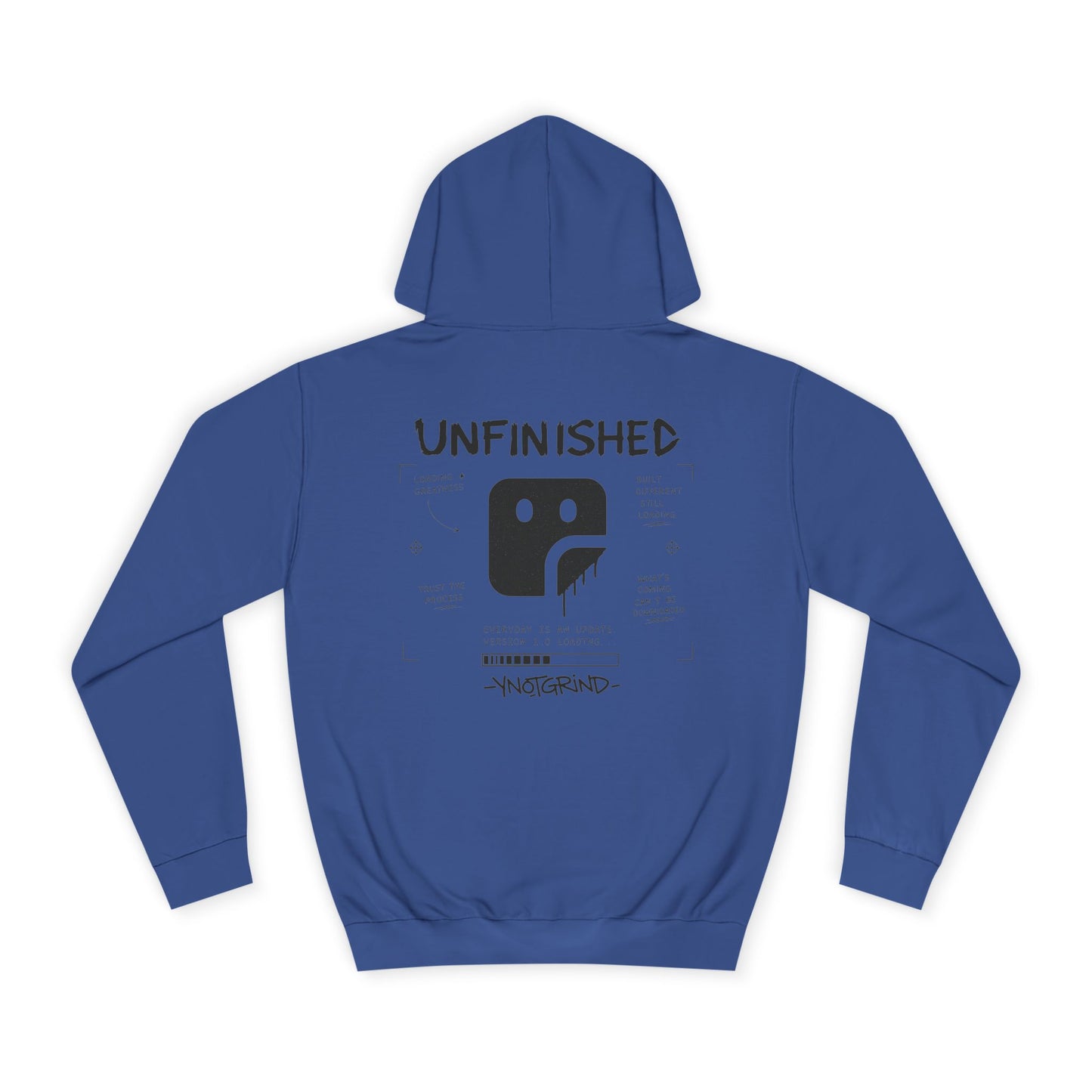 College Hoodie — "UNFINISHED" Graphic Logo Pullover