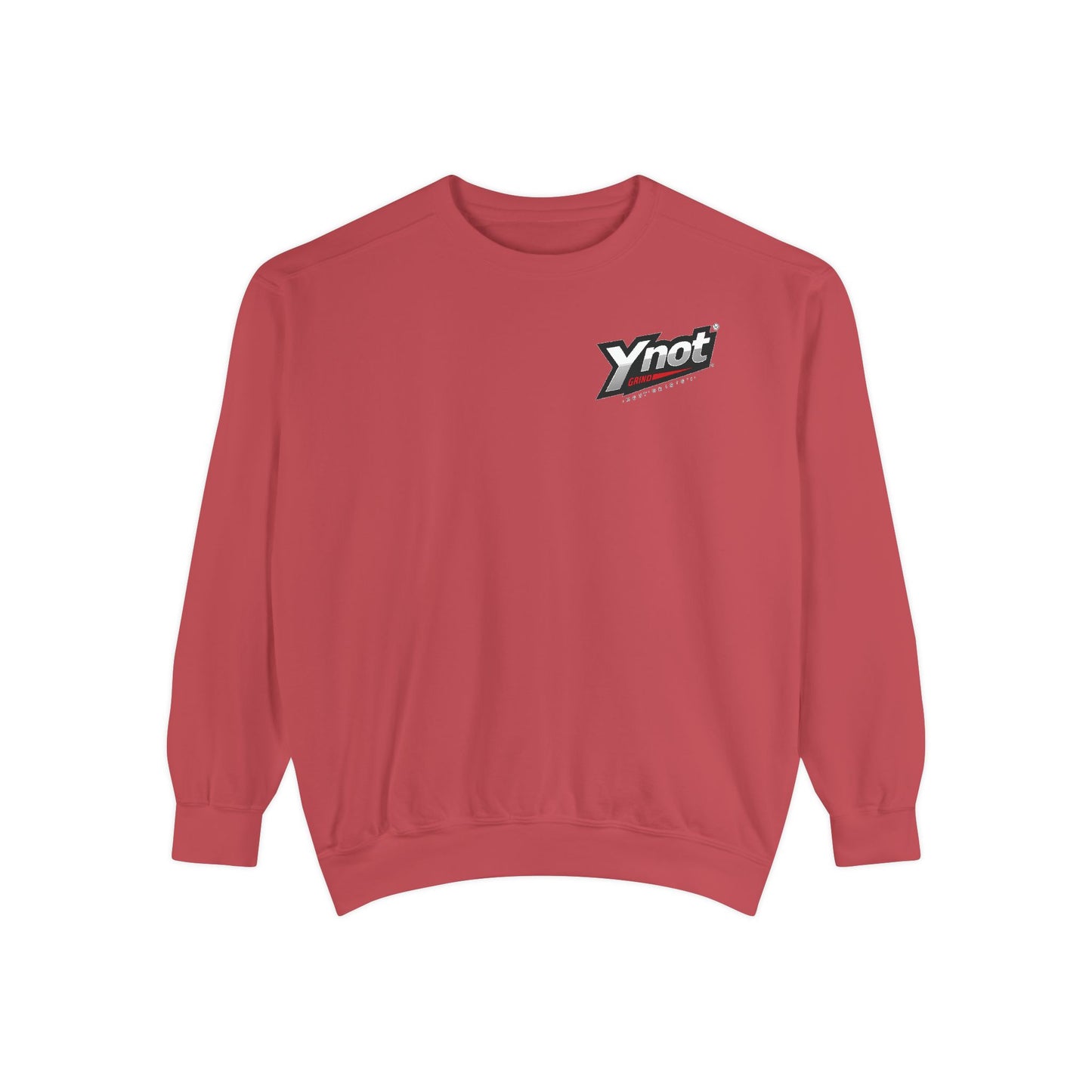 Ynot Retro Logo Sweatshirt — White Garment-Dyed Crewneck
