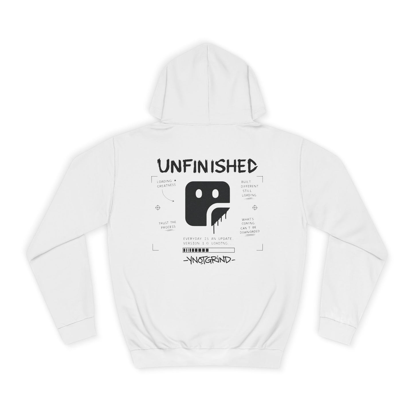 College Hoodie — "UNFINISHED" Graphic Logo Pullover