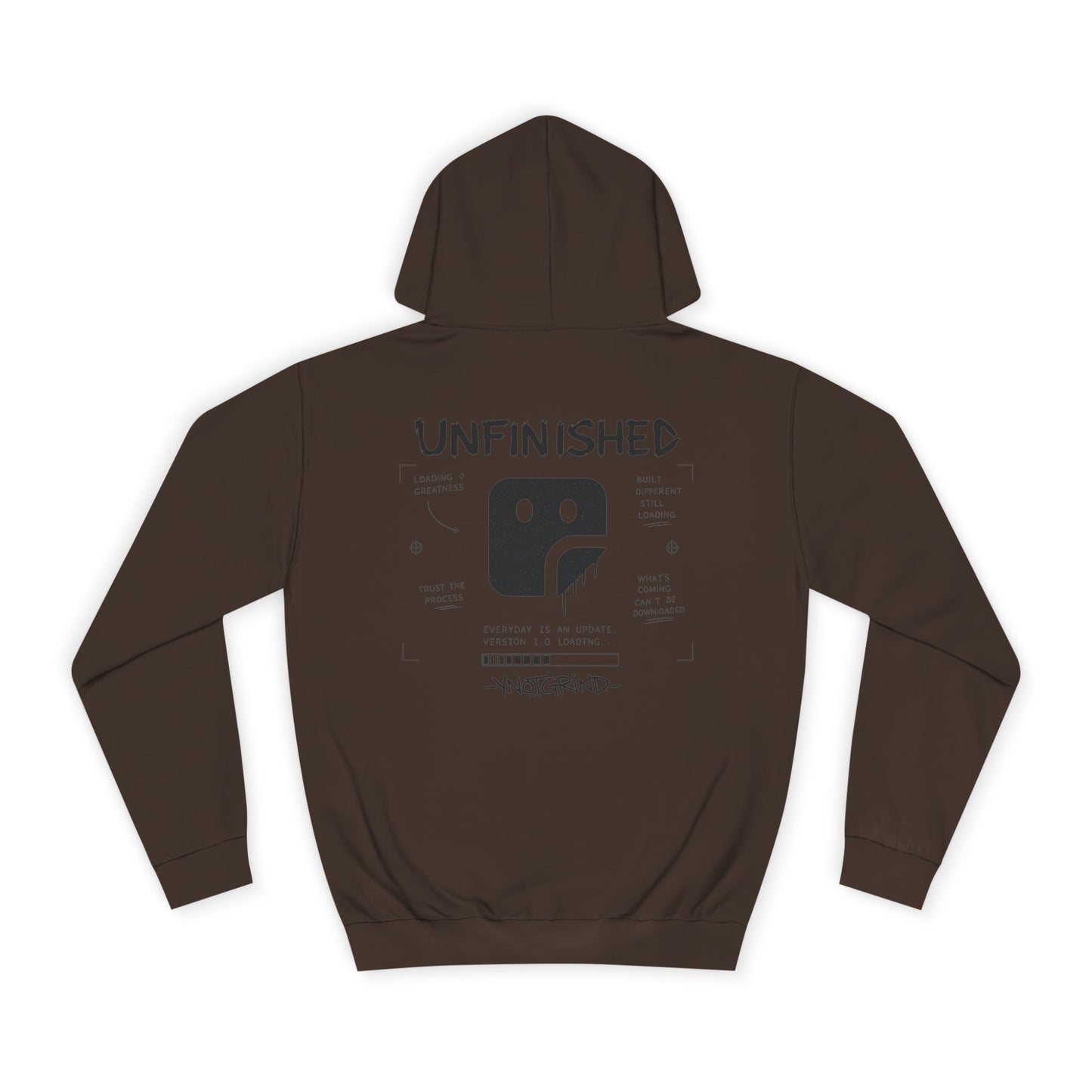 College Hoodie — "UNFINISHED" Graphic Logo Pullover
