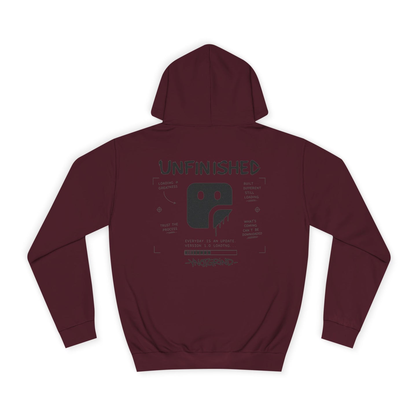 College Hoodie — "UNFINISHED" Graphic Logo Pullover