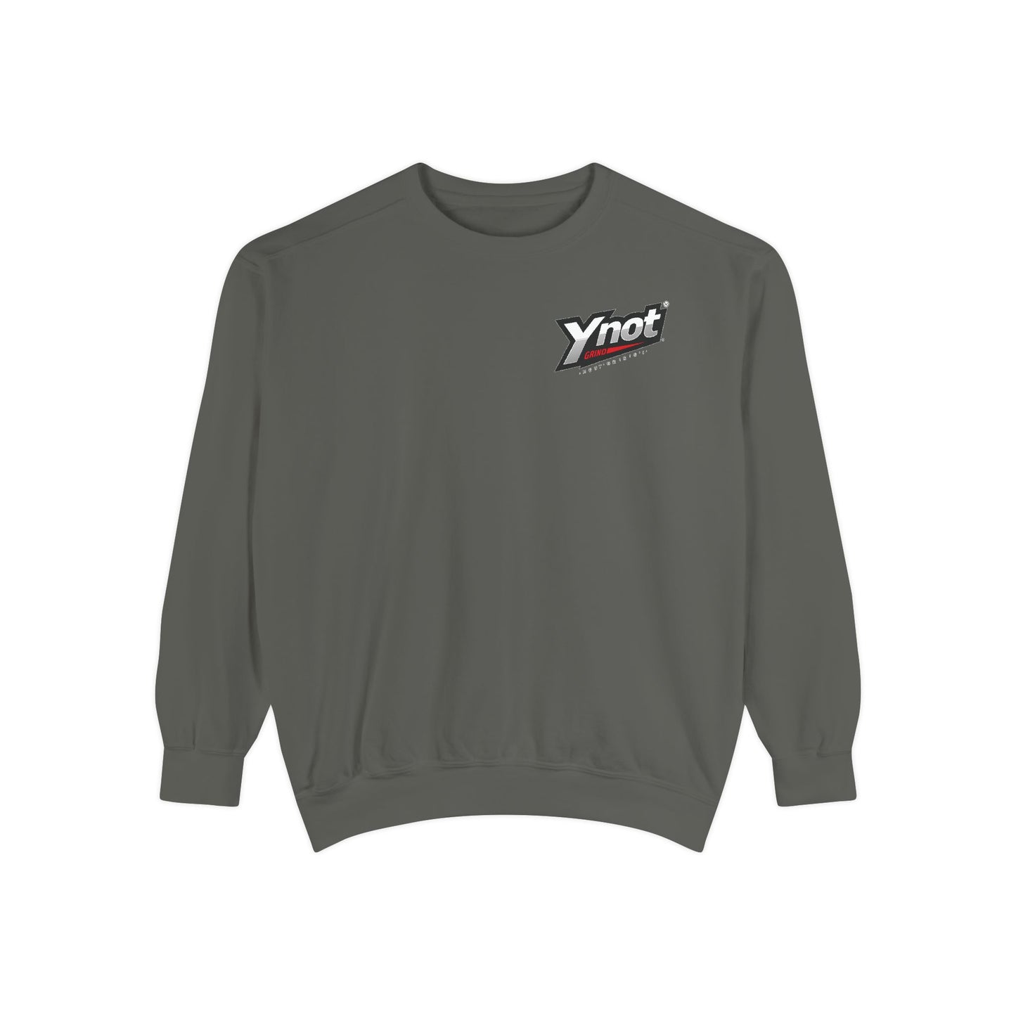 Ynot Retro Logo Sweatshirt — White Garment-Dyed Crewneck