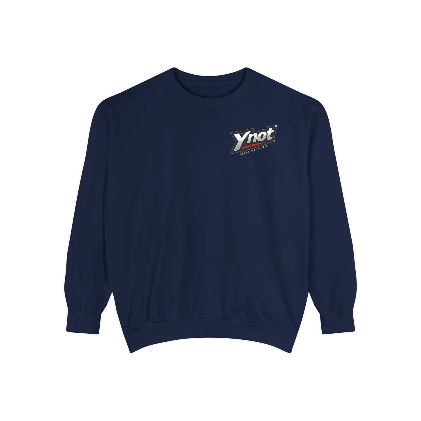 Ynot Retro Logo Sweatshirt — White Garment-Dyed Crewneck