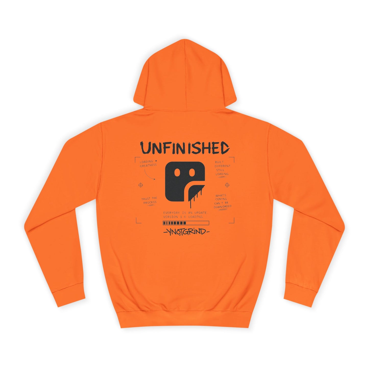 College Hoodie — "UNFINISHED" Graphic Logo Pullover