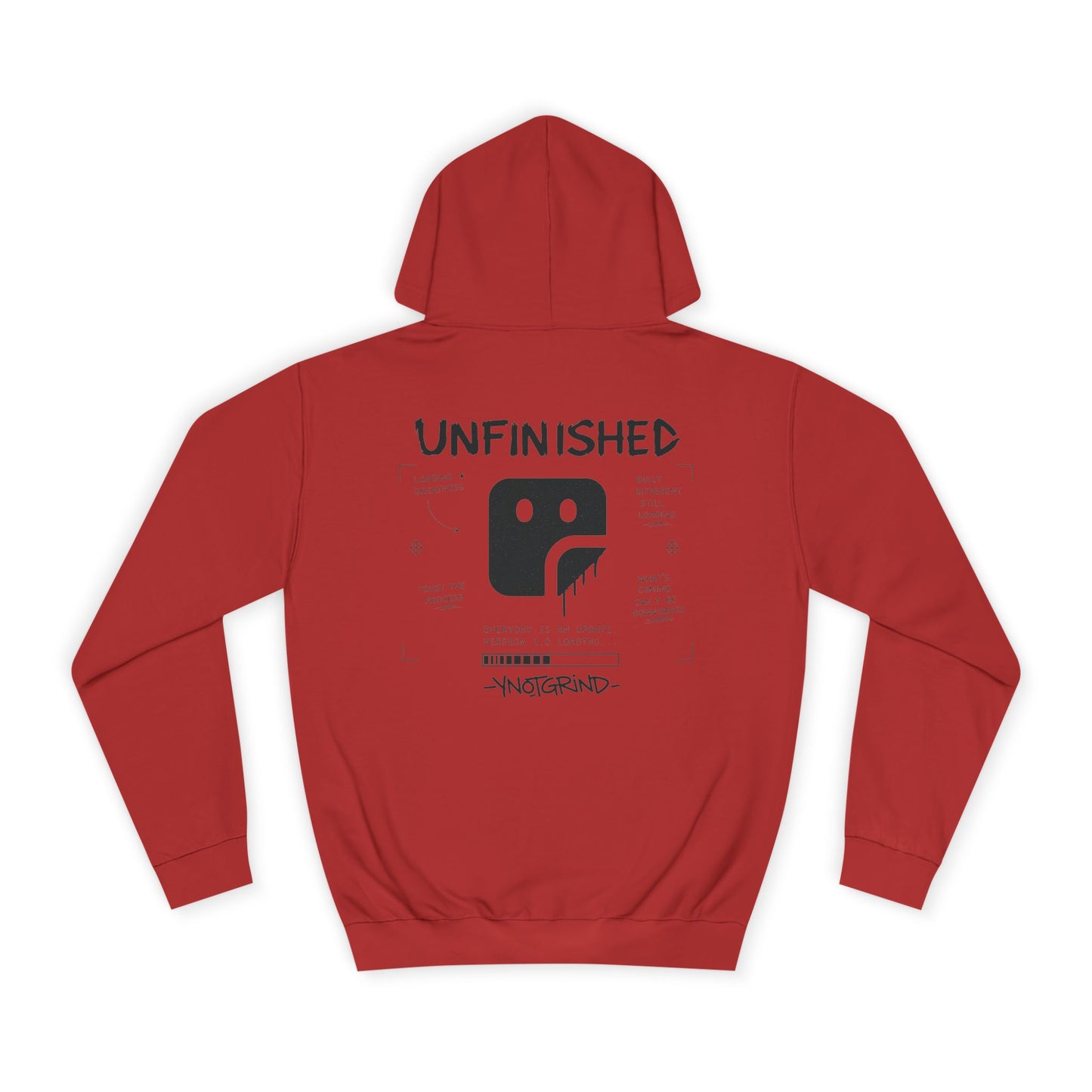 College Hoodie — "UNFINISHED" Graphic Logo Pullover