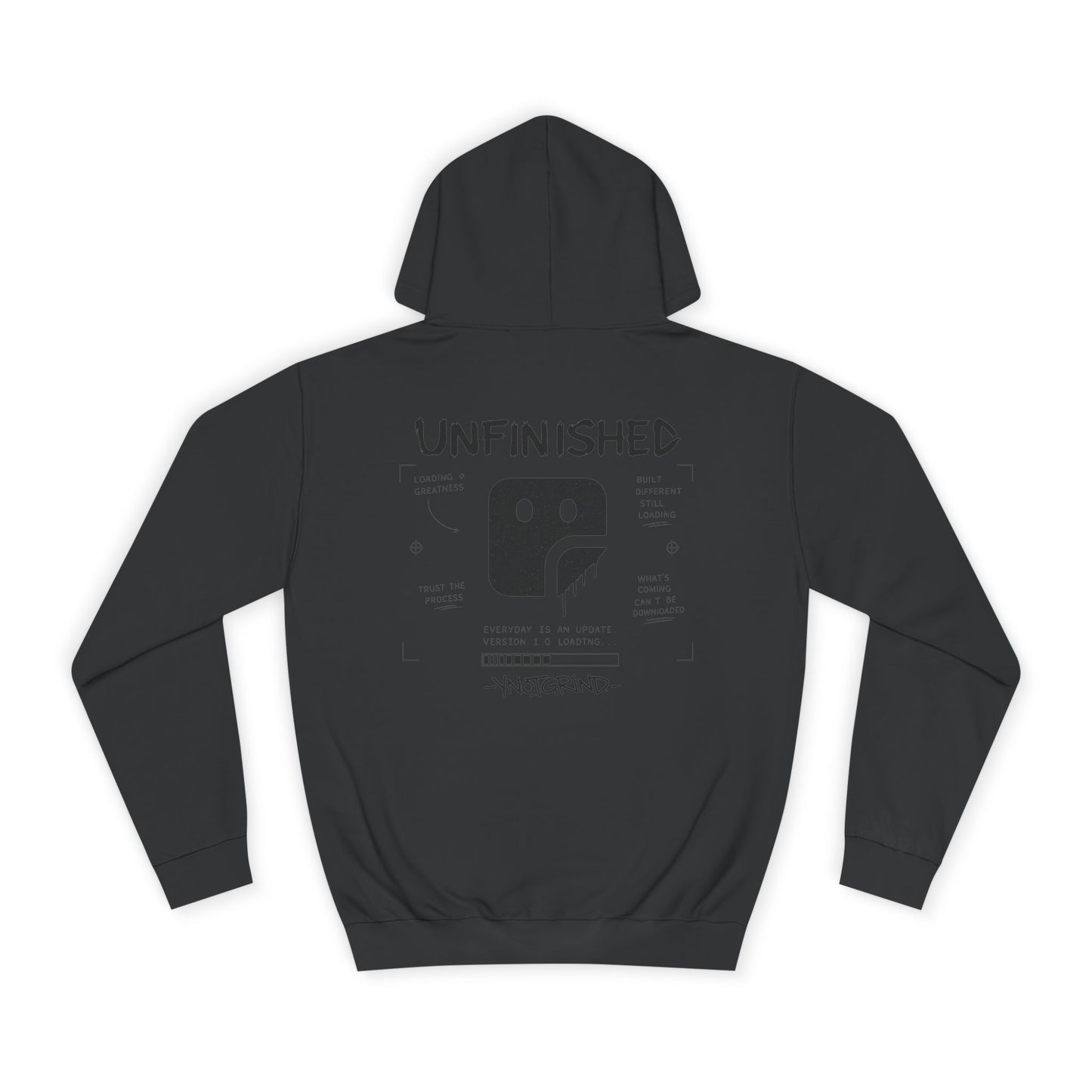 College Hoodie — "UNFINISHED" Graphic Logo Pullover
