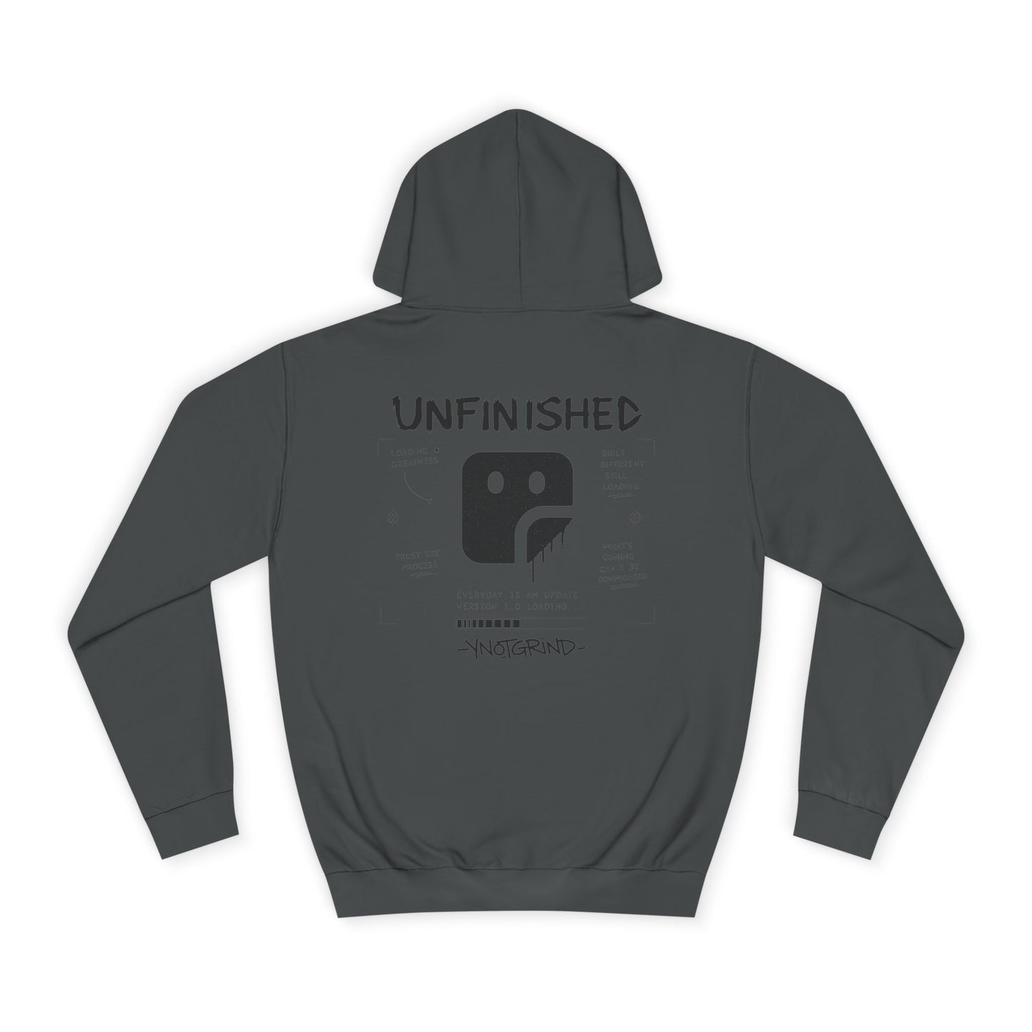 College Hoodie — "UNFINISHED" Graphic Logo Pullover