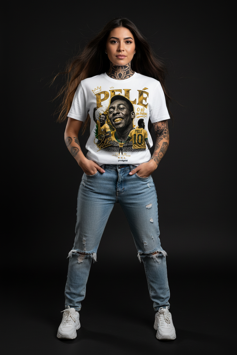 Pelé Tee - Female Model Front