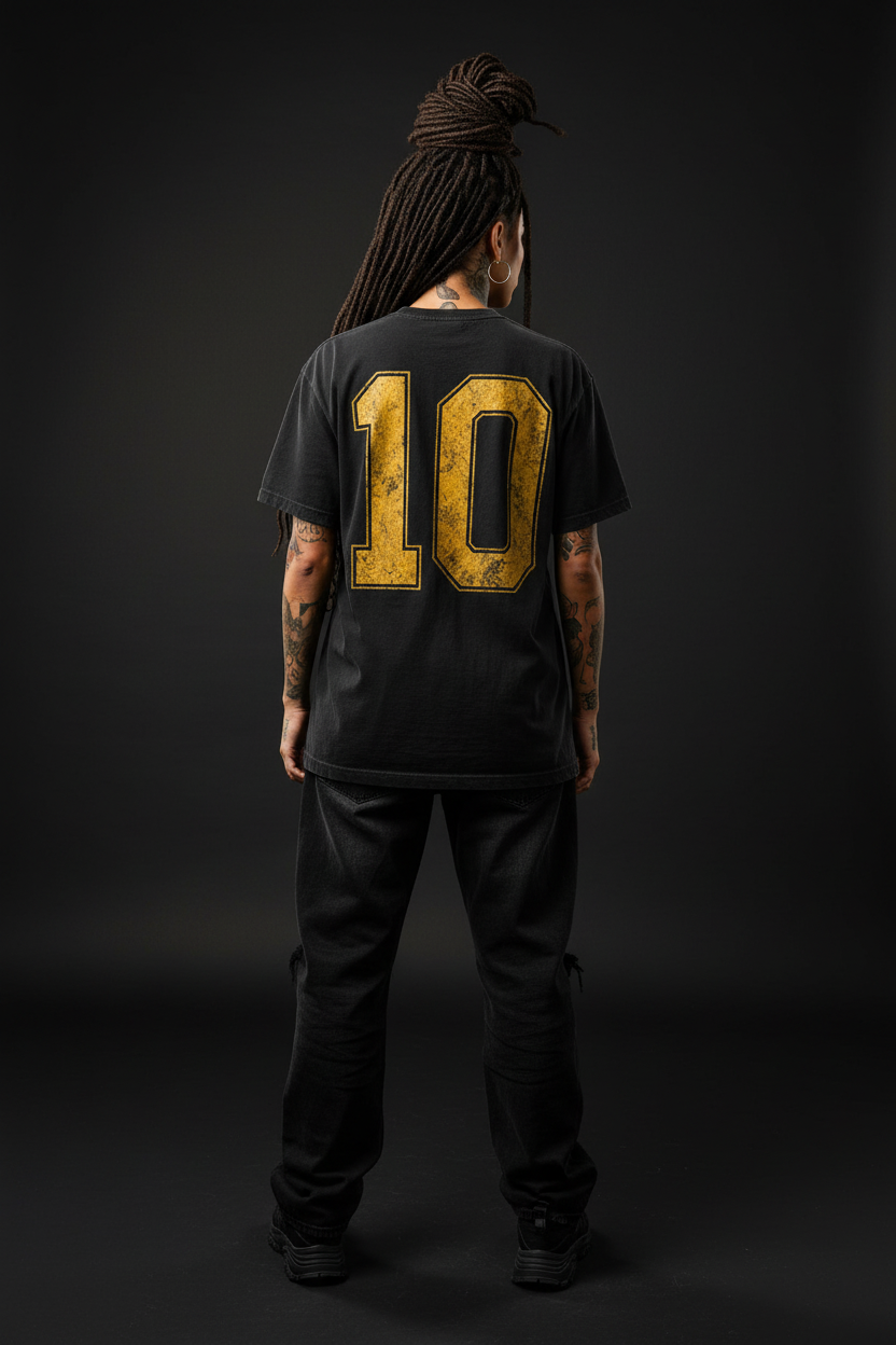 Pelé Tee - Mixed Race Woman with Locs Back