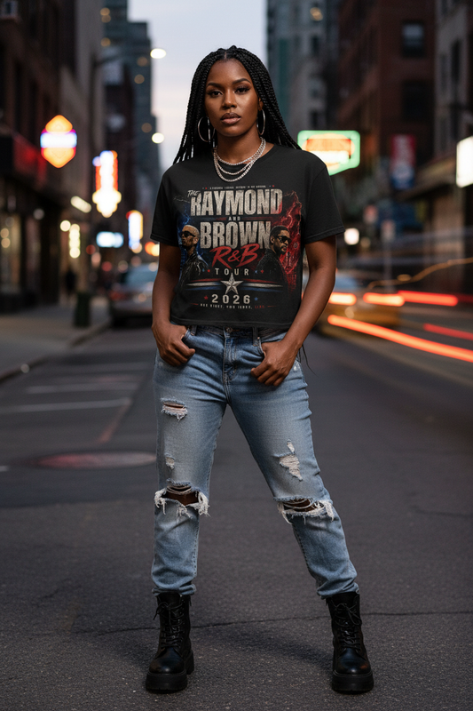 Raymond and Brown R&B Tour Crop Tee Mockup