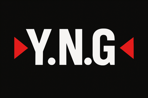 Y.N.G with red triangles on each side